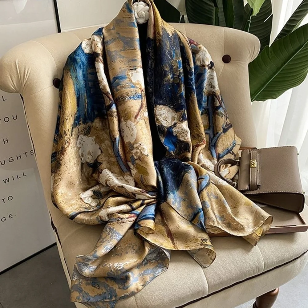 Miss Zola Blue and Gold Long Scarf/Bodywrap